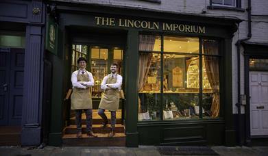 Image shows the exterior of the Lincoln Imporium, an immersive shop on Steep Hill in Lincoln